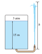 Chapter 5, Problem 63P, The water level in a tank is 15 m above the ground. A hose is connected to the bottom of the tank. 