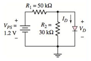 Chapter 1, Problem 1.43P, (a) Consider the circuit shown in Figure P1.40. The value of R1 is reduced to R1=10k and the cut-in 