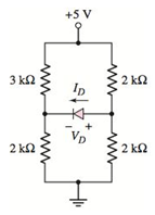 Chapter 1, Problem 1.44P, Consider the circuit shown in Figure P1.44. Determine the diode current ID and diode voltage VD for 