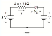 Chapter 1, Problem 1.49P, (a) In the circuit Shown in Figure P1.49, find the diode voltage VD and the supply voltage V such 