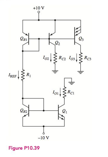 Chapter 10, Problem 10.39P, In the circuit in Figure P10.39, the transistor parameters are: = , VA= ,and VBE=VEB=0.7V . Let 