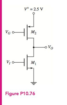 Chapter 10, Problem 10.76P, For the circuit shown in Figure P10.76, the transistor parameters are 