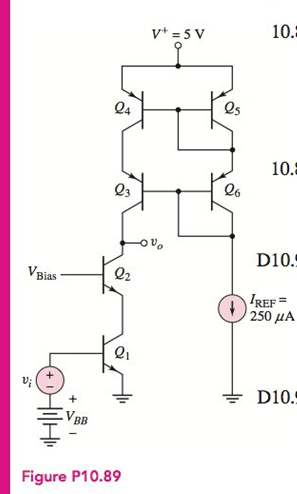 Chapter 10, Problem 10.89P, A BJT cascode amplifier with a cascode active load is shown inFigure P10.89. Assume transistor 