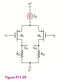 Chapter 11, Problem 11.39P, Consider the circuit shown in Figure P 11.39 . The circuit and transistor parameters are V+=+3 V, 