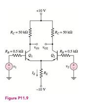 Chapter 11, Problem 11.9P, The transistor parameters for the circuit in Figure P11.9 are: =100 VBE(on)=0.7V, and VA=.(a) 