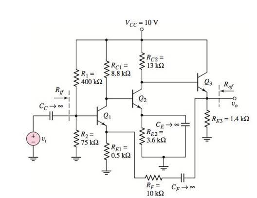 Chapter 12, Problem 12.37P, Consider the series-shunt feedback circuit in Figure P12.37 , with transistor parameters: 