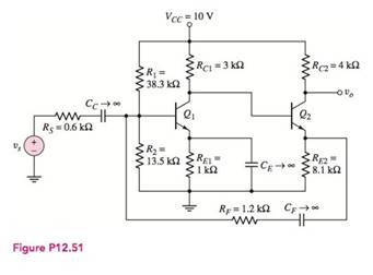 Chapter 12, Problem 12.51P, The circuit in Figure P12.51 is an example of a shunt-series feedback circuit. A signal proportional 