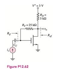 Chapter 12, Problem 12.62P, The transistor parameters for the circuit shown in Figure P12.62 are VTN= 0.4V,Kn=0.5mA/V2, and 