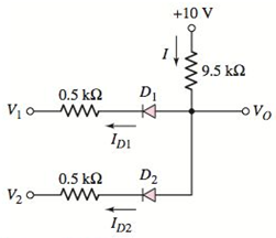 Chapter 2, Problem 2.45P, In the circuit in Figure P2.45 the diodes have the same piecewise linear parameters as described in 