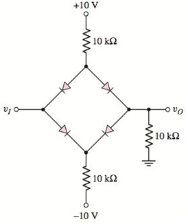 Chapter 2, Problem 2.51P, Assume V=0.7V for each diode in the circuit in Figure P251. Plot O versus I for 10I+10V . Figure 