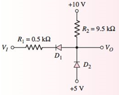 Chapter 2, Problem 2.9EP, Consider the circuit shown in Figure 2.38, in which the diode cutin voltages are V=0.6V . Plot O 