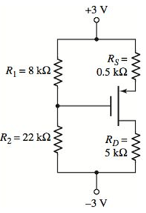 Chapter 3, Problem 3.30P, Consider the circuit in Figure P3.30. The transistor parameters are VTP=0.8V and Kp=0.5mA/V2 . 