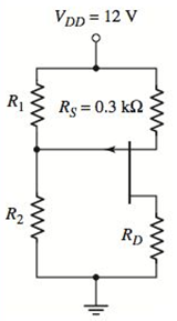 Chapter 3, Problem 3.66P, For the circuit in Figure P3.66, the transistor parameters are IDSS=7mA and VP=3V . Let R1+R2=100k . 