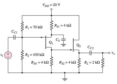 Chapter 4, Problem 4.14TYU, For the circuit shown in Figure 4.59, the transistor parameters are: IDSS=6mA , |VP|=2V , and =0 . 
