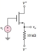 Chapter 4, Problem 4.33P, The source follower amplifier in Figure P4.33 is biased at V+=1.5V and V=1.5V . The transistor 