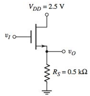 Chapter 4, Problem 4.34P, Consider the circuit in Figure P4.34. The transistor parameters are VTN=0.6V , kn=100A/V2 , and =0 . 