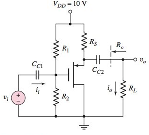 Chapter 4, Problem 4.36P, The parameters of the circuit in Figure P4.36 are RS=4k , R1=850k , R2=350k , and RL=4k . The 