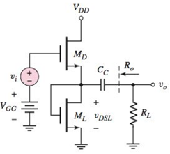 Chapter 4, Problem 4.57P, A sourcefollower circuit with a saturated load is shown in Figure P4.57. The transistor parameters 