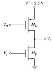 Chapter 4, Problem 4.59P, The transistor parameters for the commonsource circuit in Figure P4.59 are VTND=0.4V , VTPL=0.4V , 