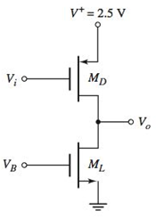Chapter 4, Problem 4.60P, Consider the circuit in Figure P4.60. The transistor parameters are VTPD=0.6V , VTNL=0.4V , 