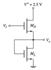 Chapter 4, Problem 4.63P, The parameters of the transistors in the circuit in Figure P4.63 are VTND=0.4V , KnD=2mA/V2 , 