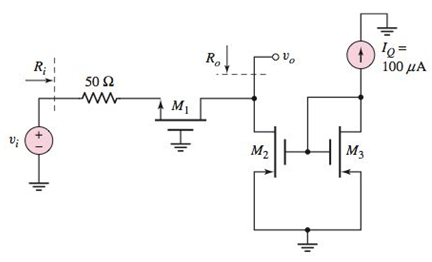 Chapter 4, Problem 4.66P, The ac equivalent circuit of a CMOS commongate circuit is shown in Figure P4.66. The parameters of 