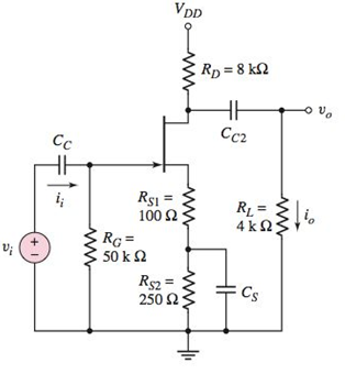 Chapter 4, Problem 4.75P, For the JFET amplifier in Figure P4.75, the transistor parameters are: IDSS=2mA , VP=2V , and =0 . 