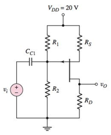 Chapter 4, Problem D4.79P, The pchannel JFET commonsource amplifier in Figure P4.79 has transistor parameters IDSS=8mA , VP=4V 