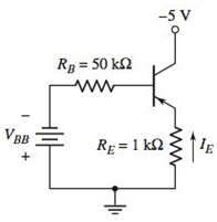 Chapter 5, Problem 5.13TYU, For the transistor in Figure 5.43, assume =90 . (a) Determine VBB such that IE=1.2mA . (b) Find IC 