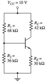 Chapter 5, Problem 5.57P, (a) Determine the Q-point values for the circuit in Figure P5.57. Assume =50 . (b) Repeat part (a) 