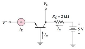 Chapter 5, Problem 5.6P, An npn transistor with =80 is connected in a commonbase configuration as shown in Figure P5.6. (a) 