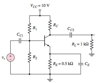 Chapter 5, Problem D5.59P, (a) For the circuit shown in Figure P5.59, design a biasstable circuit such that ICQ=0.8mA and 