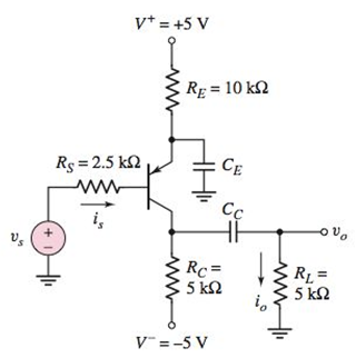Chapter 6, Problem 6.19P, Consider the circuit shown in Figure P6.19 where the signalsource is s=4sintmV . (a) For transistor 