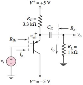 Chapter 6, Problem 6.49P, The transistor parameters for the circuit in Figure P6.49 are =110 , VA=50V , and VBE(on)=0.7V . (a) 
