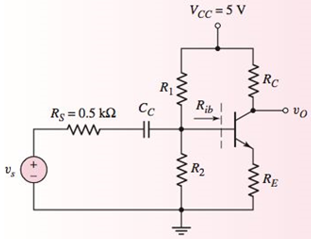 Chapter 6, Problem 6.5EP, For the circuit in Figure 6.31, let RE=0.6k , RC=5.6k , =120 , VBE(on)=0.7V , R1=250k , and R2=75k . 