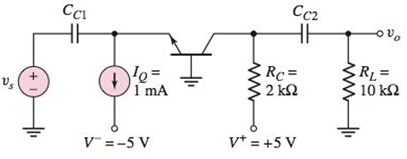 Chapter 6, Problem 6.65P, Consider the commonbase circuit in Figure P6.65. The transistor has parameters =120 and VA= . (a) 