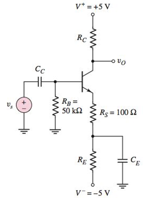 Chapter 6, Problem D6.15P, For the circuit in Figure P6.15, the transistor parameters are =100 and VA= . Design the circuit 