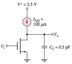 Chapter 7, Problem 7.16P, The transistor in the circuit shown in Figure P7.16 has parameters VTN=0.4V , Kn=50A/V2 , and 