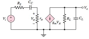 Chapter 7, Problem 7.3TYU, The parameters in the circuit shown in Figure 7.15 are RS=100 , r=2.4k , gm=50mA/V , RL=10k , CC=5F 
