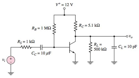 Chapter 7, Problem 7.40P, The parameters of the transistor in the circuit in Figure P7.40 are =100 , VBE(on)=0.7V , and VA= . 
