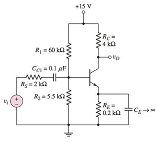 Chapter 7, Problem 7.52P, For the commonemitter circuit in Figure P7.52, assume the emitter bypass capacitor CE is very large, 
