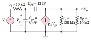 Chapter 7, Problem 7.59P, A commonsource equivalent circuit is shown in Figure P759. The transistor transconductance is 