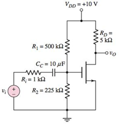 Chapter 7, Problem 7.63P, For the FET circuit in Figure P7.63, the transistor parameters are: Kn=1mA/V2 , VTN=2V , =0 , 