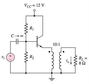 Chapter 8, Problem D8.36P, Consider the transformercoupled emitter follower in Figure P8.36. Assume an ideal transformer. The 