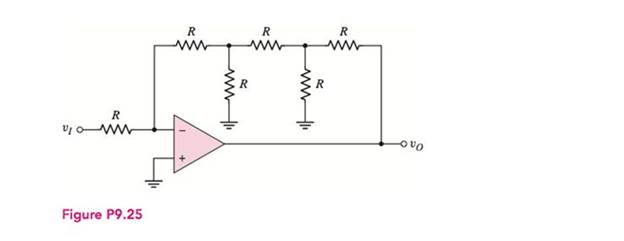Chapter 9, Problem 9.25P, For the op-amp circuit shown in Figure P9.25, determine the gain Av=vo/vI . Compare this result to 