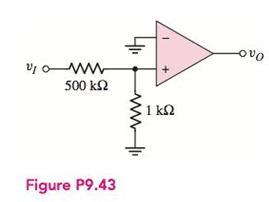 Chapter 9, Problem 9.43P, For the circuit in Figure P9.43, the input voltage is vt=5V . (a) If vO=2.5V , determine the finite 