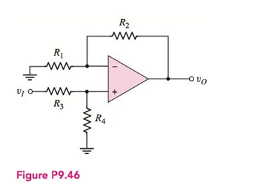 Chapter 9, Problem 9.46P, (a) Derive the expression for the closed-loop voltage gain Av=vO/vI , forthe circuit shown in Figure 