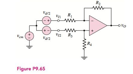 Chapter 9, Problem 9.65P, The circuit in Figure P9.65 is a representation of the common-mode and differential-input signals to 