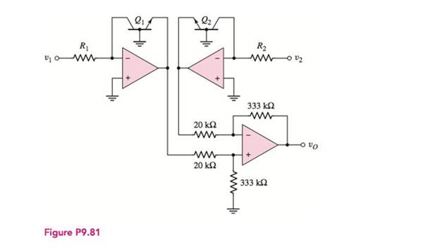 Chapter 9, Problem 9.81P, In the circuit in Figure P9.81, assume that Q1 and Q2 are identical transistors. If T=300K , show 