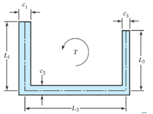 Chapter 3, Problem 52P, The thin-walled open cross-section shown is transmitting torque T. The angle of twist per unit 